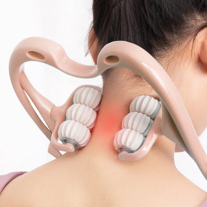 Six-Wheel Manual Cervical Massager for Neck Back Waist - Muscle Tension Relief And Relaxation Rolling Therapeutic Tool