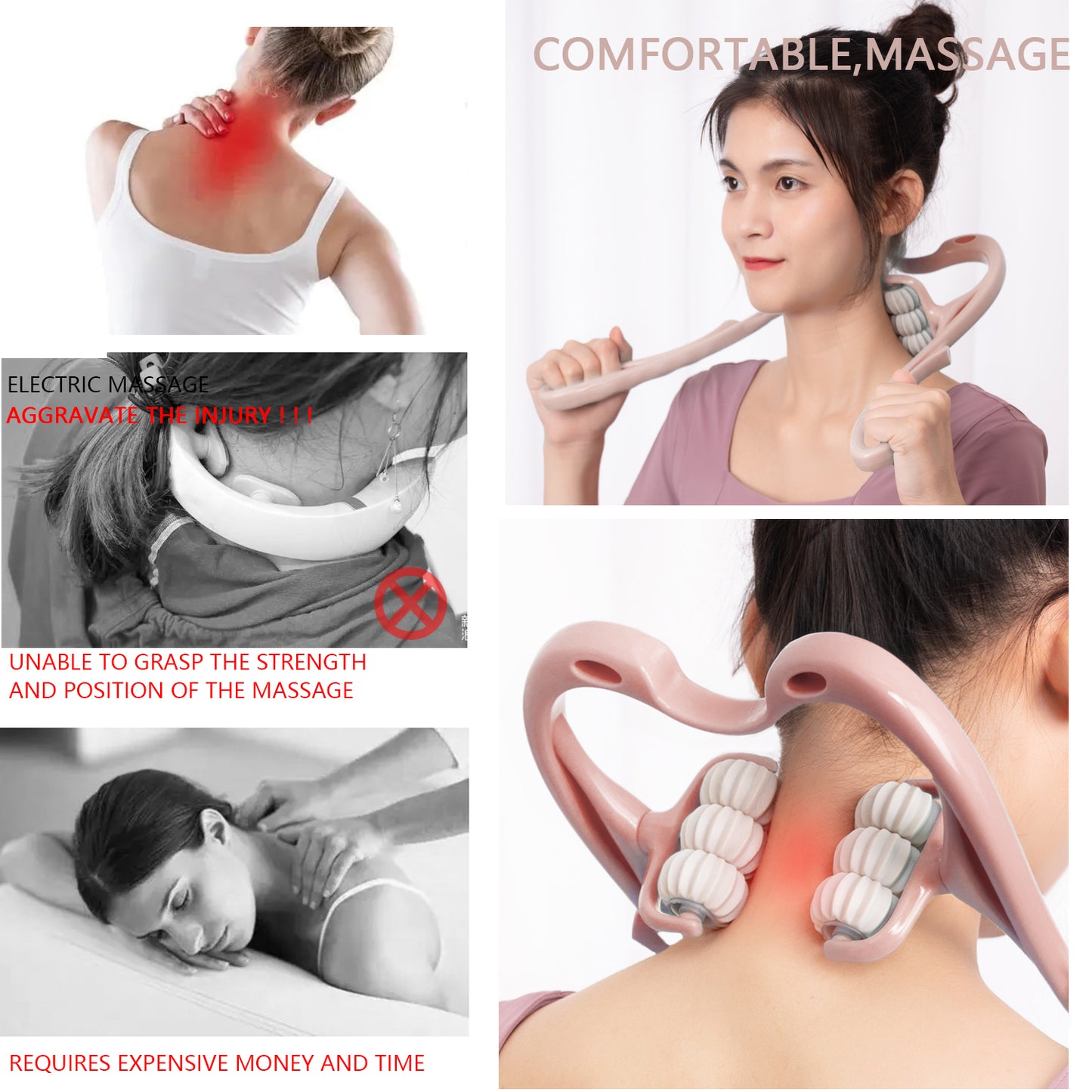 Six-Wheel Manual Cervical Massager for Neck Back Waist - Muscle Tension Relief And Relaxation Rolling Therapeutic Tool
