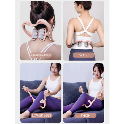 Six-Wheel Manual Cervical Massager for Neck Back Waist - Muscle Tension Relief And Relaxation Rolling Therapeutic Tool