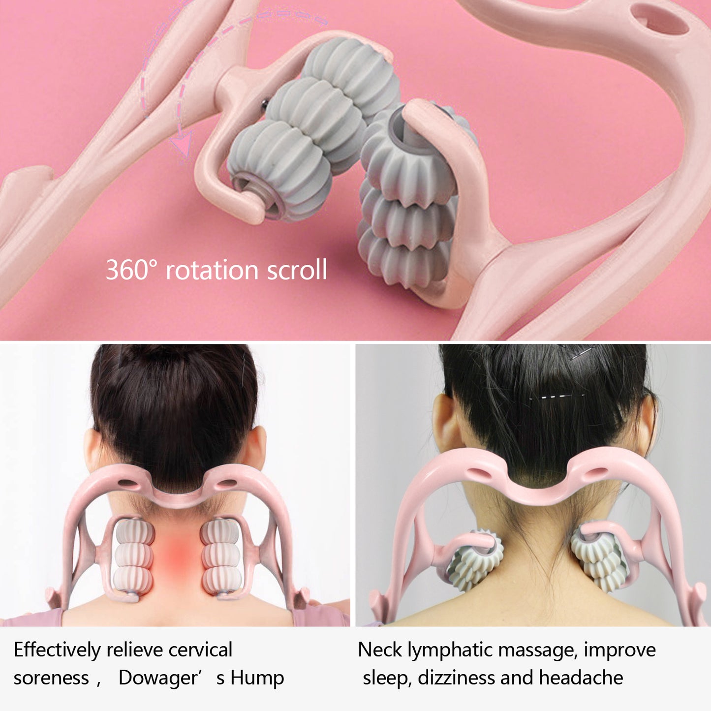 Six-Wheel Manual Cervical Massager for Neck Back Waist - Muscle Tension Relief And Relaxation Rolling Therapeutic Tool